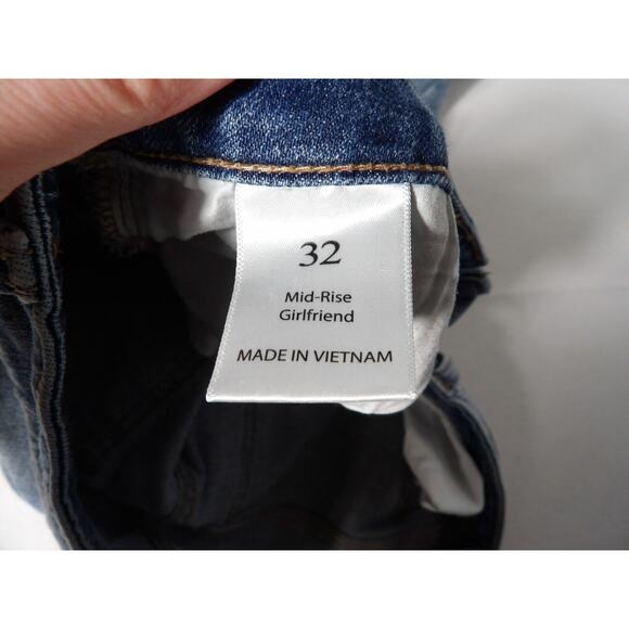 Willow + Root Jeans Midrise Girlfirend Sz 32 Distressed Cropped Blue Denim Stret - Picture 7 of 15